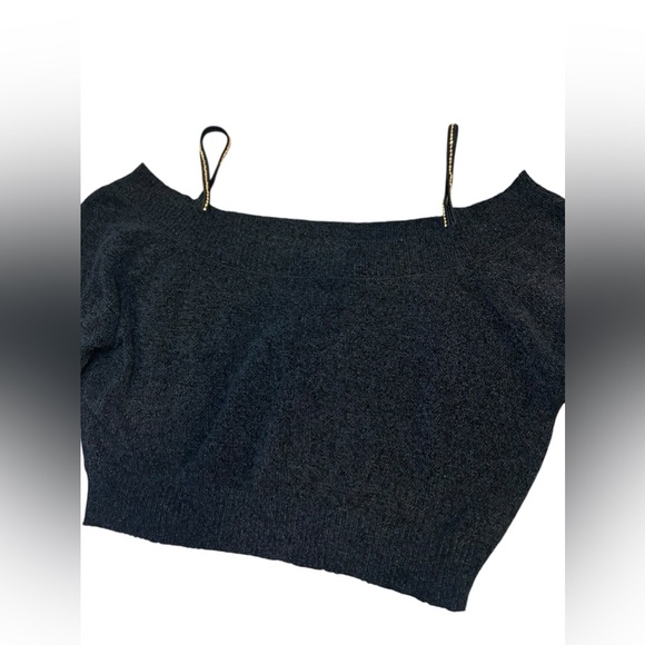 Cider Black Off-Shoulder Crop Top S - Picture 2 of 6